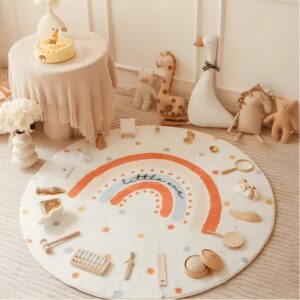 Alfombra Redonda Infantil Arcoíris Suave Little One – vista 2