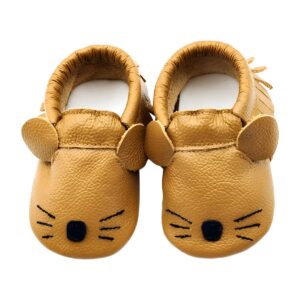 Zapatillas Bebé Cuero Diseño de Ratón – Café – vista 2