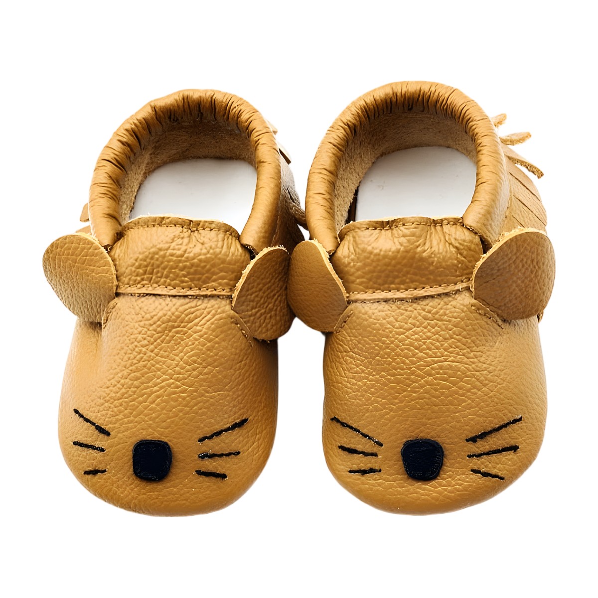 Zapatillas Bebé Cuero Diseño de Ratón – Café – vista 2