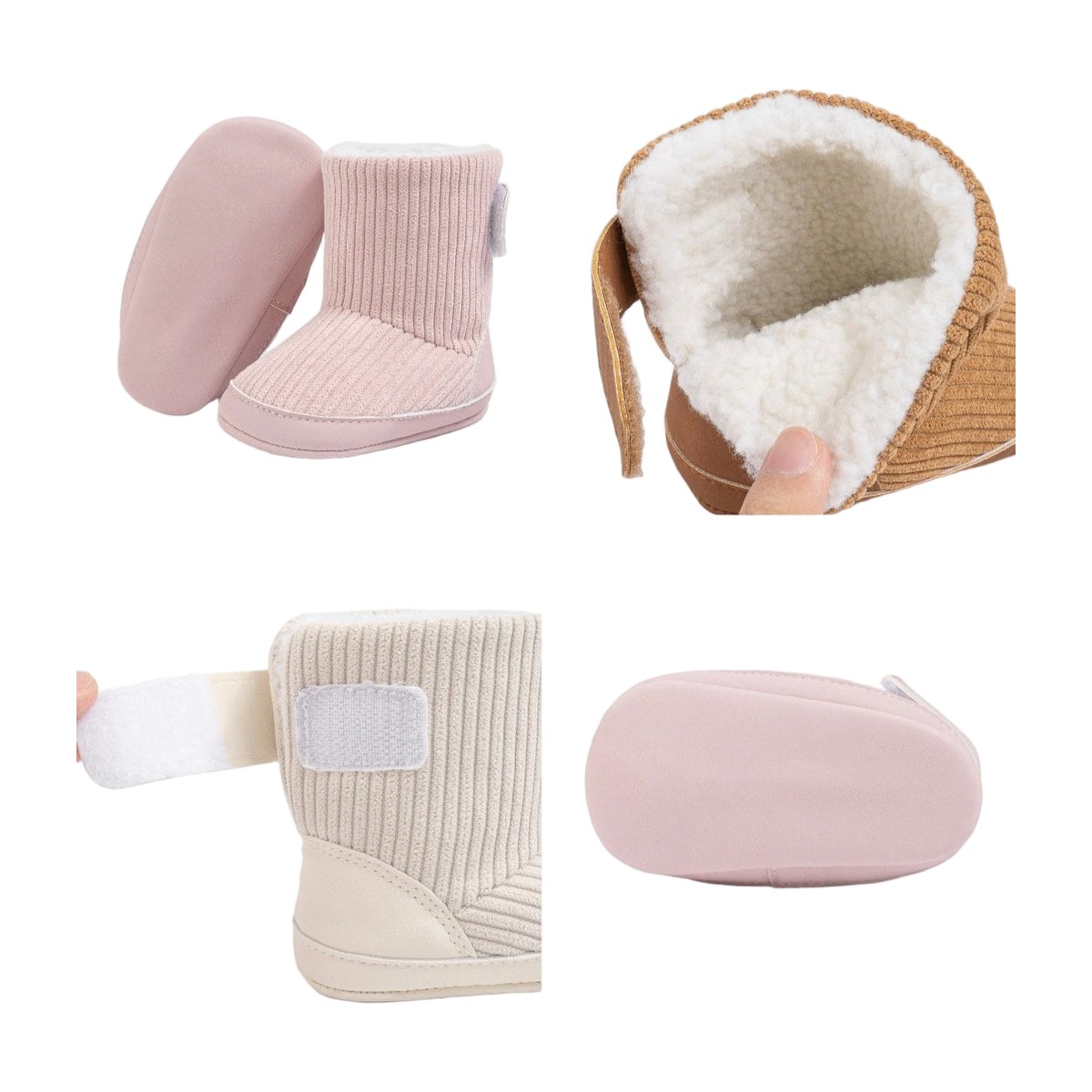 Botas de bebé invierno con chiporro y velcro – Beige – vista 2