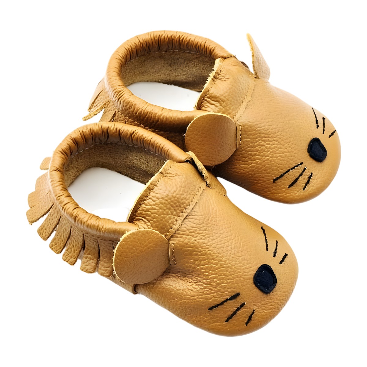 Zapatillas Bebé Cuero Diseño de Ratón - Café – 12cm