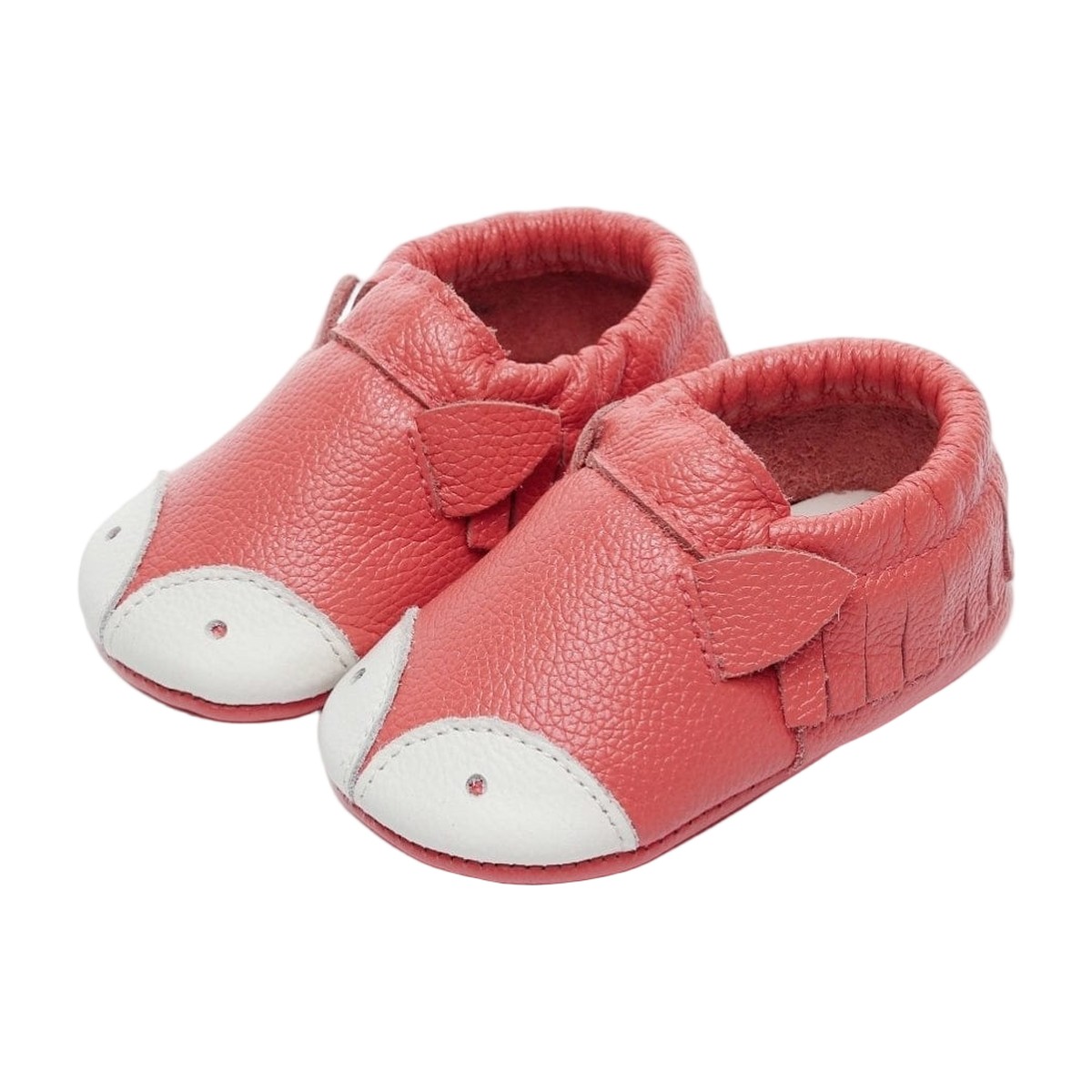 Zapatillas Bebé Cuero Diseño Zorrito - Coral – 6 a 12 meses