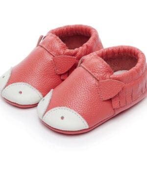 Zapatillas Bebé Cuero Diseño Zorrito - Coral