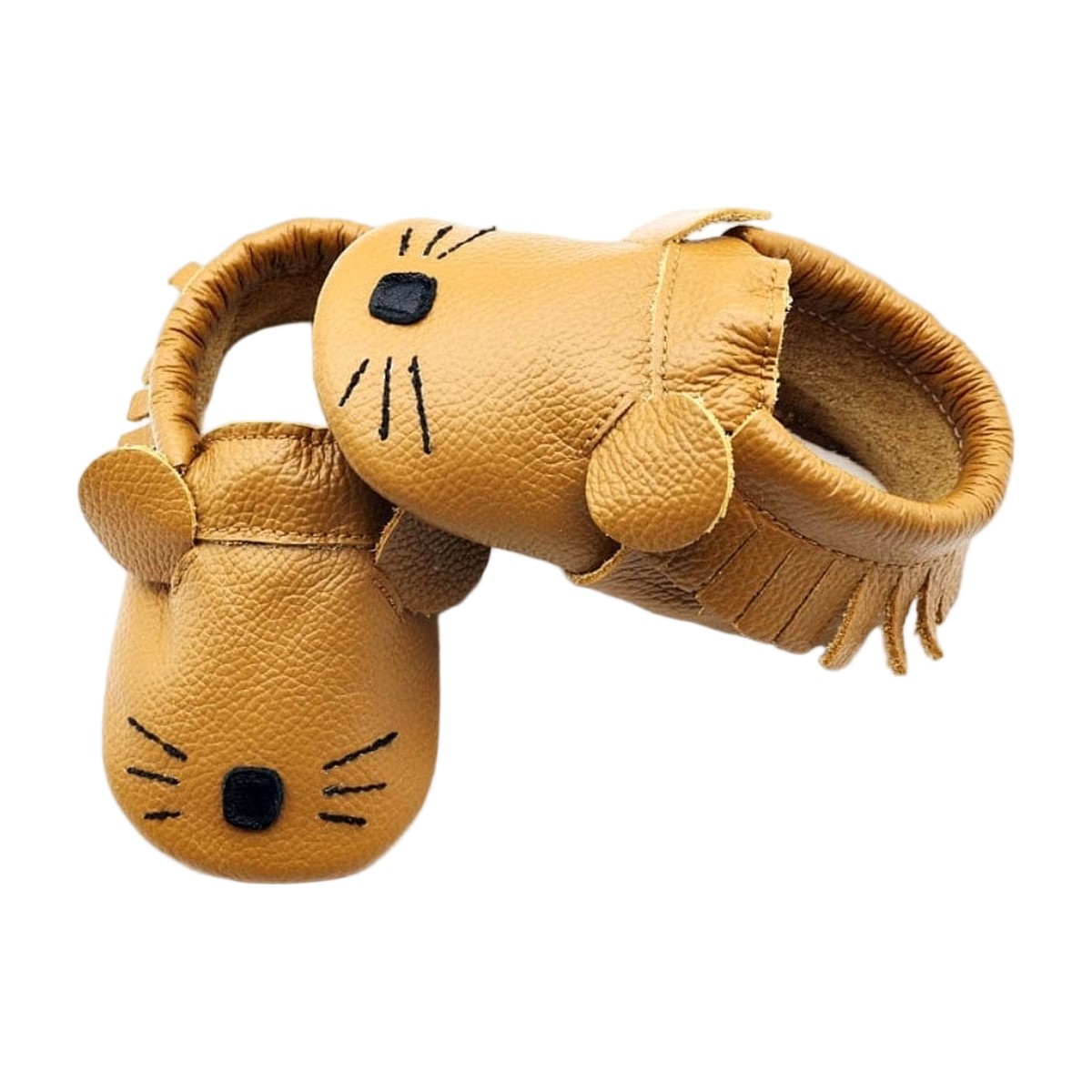Zapatillas Bebé Cuero Diseño de Ratón – Café – vista 3