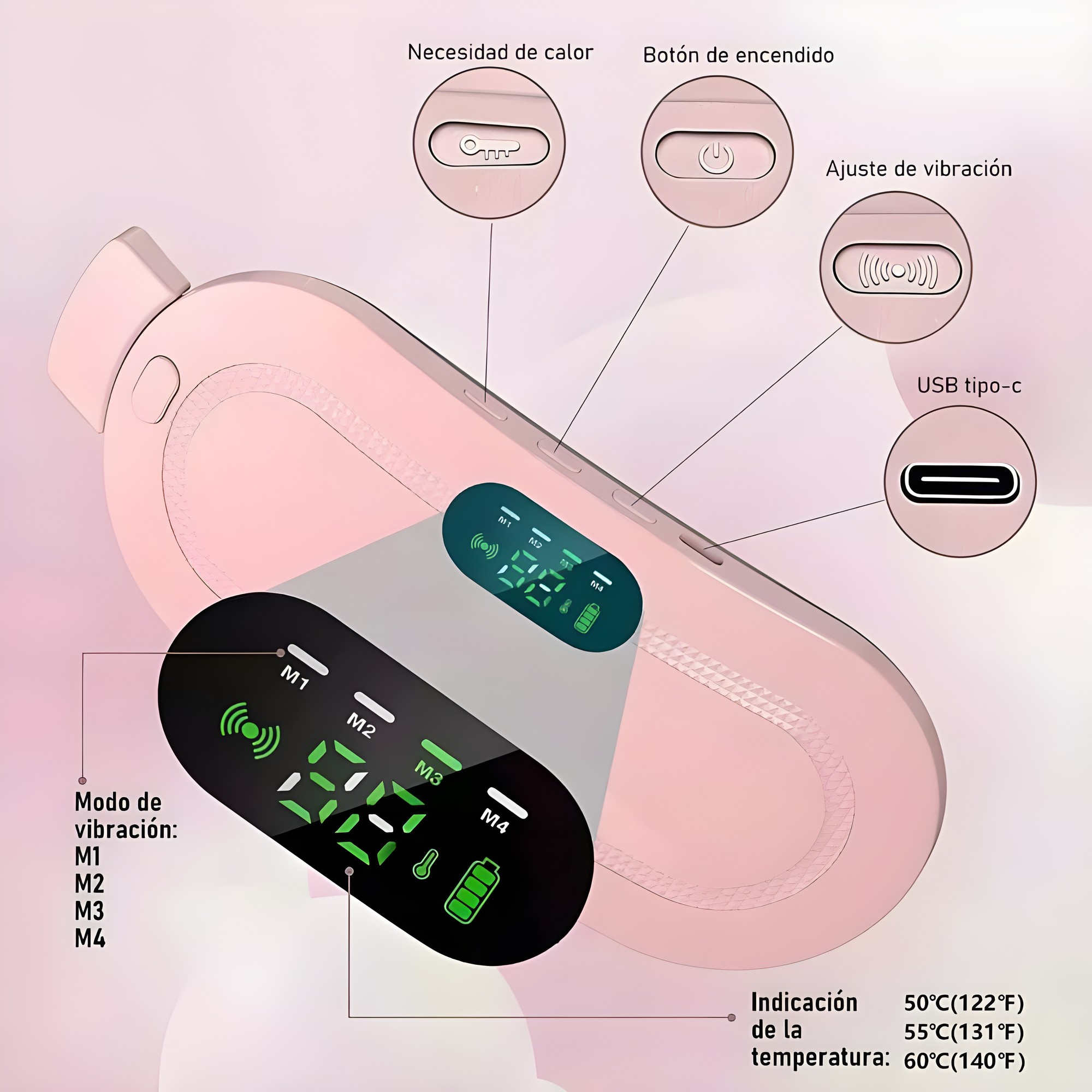 Cinturón Térmico Menstrual Recargable con Masaje Blanco – vista 6