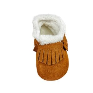 Botín bebé gamuza caramelo con flecos