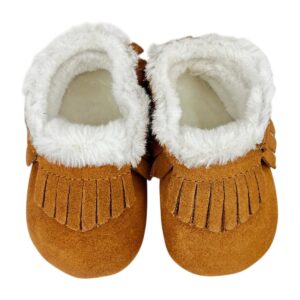 Botines bebé gamuza caramelo con forro sherpa