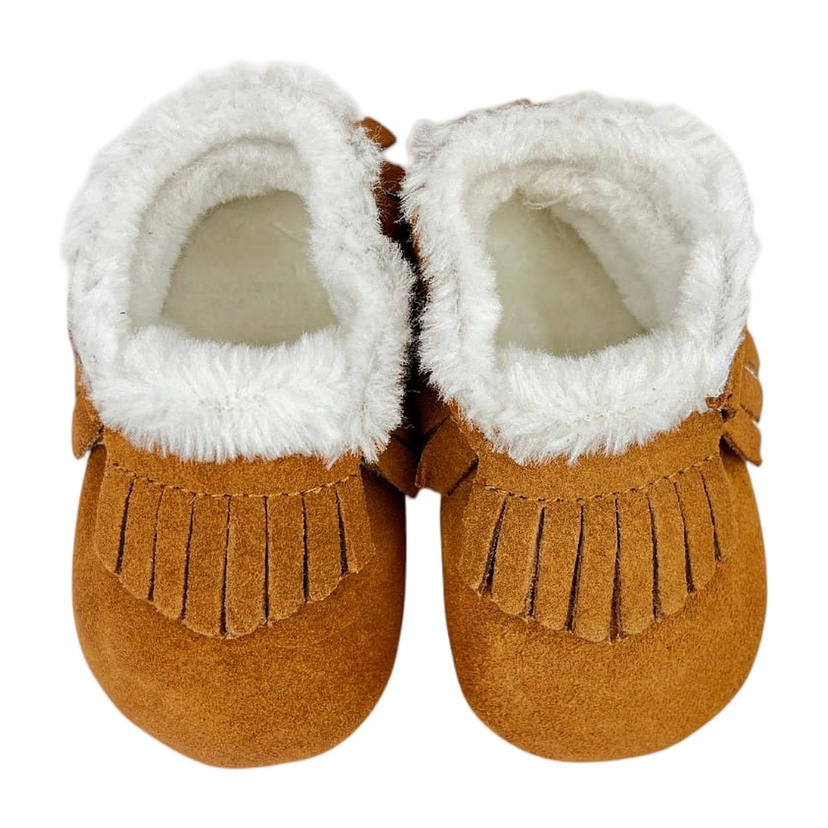 Botines bebé gamuza caramelo con forro sherpa
