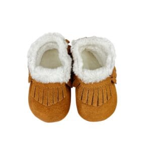Botines bebé gamuza caramelo con forro sherpa