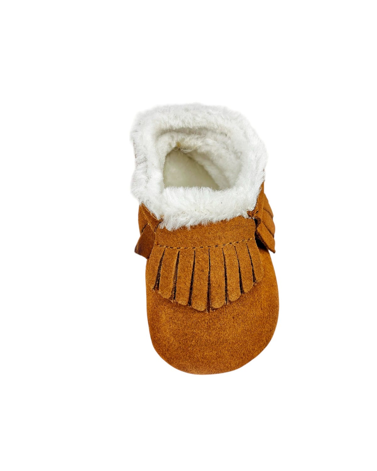 Botín bebé gamuza caramelo con flecos
