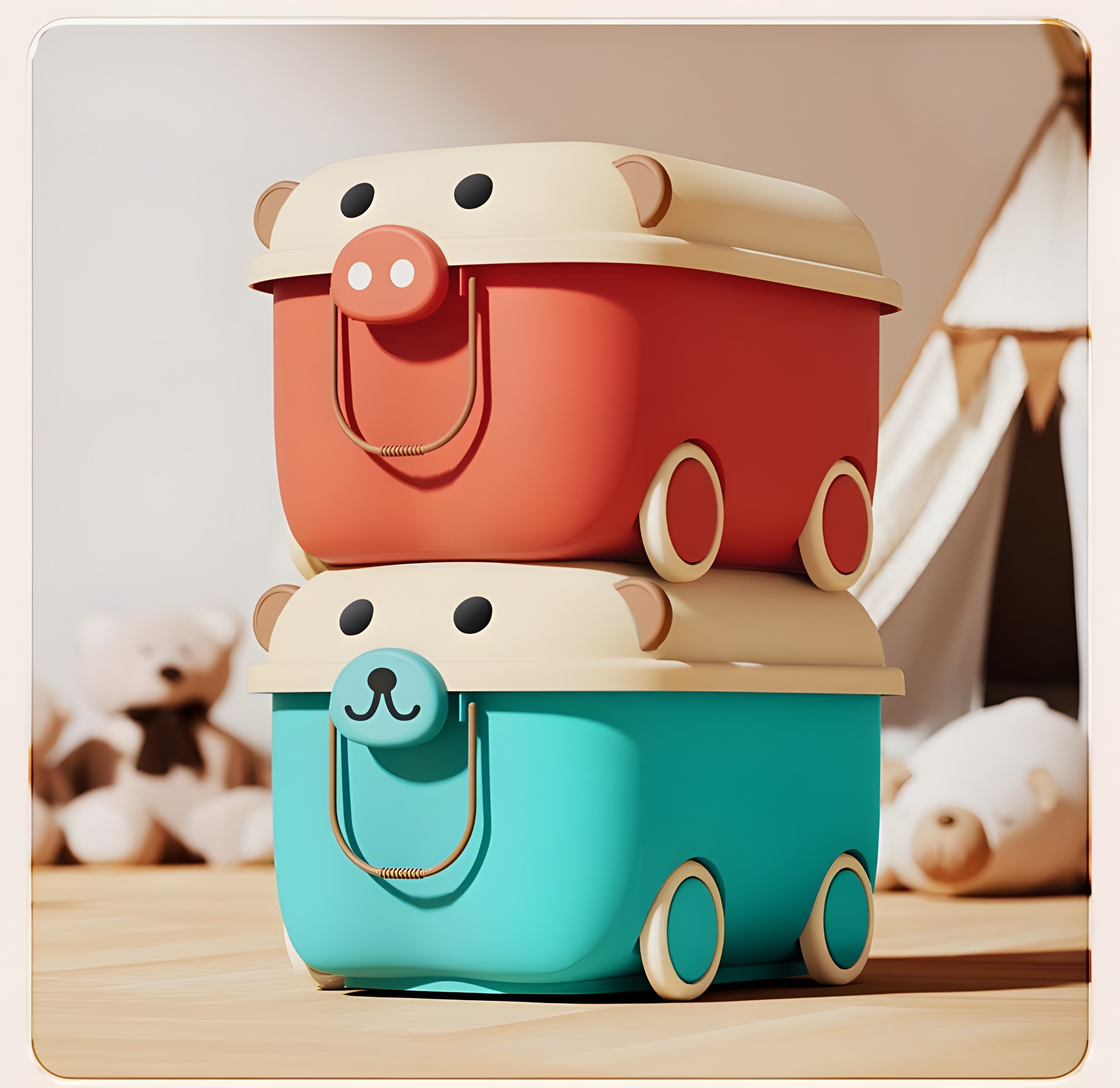 Caja Organizadora Infantil con Ruedas Diseño Oso – Mediano – vista 5