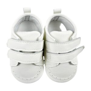 Zapatos bebé de cuero blanco ultraflexibles, vista superior