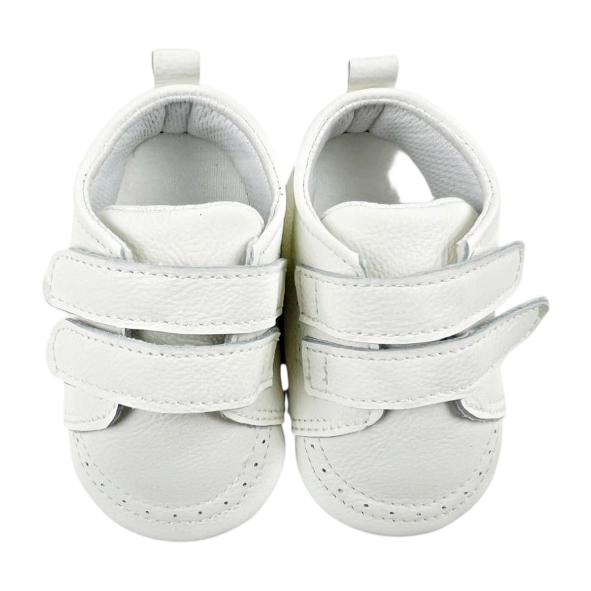 Zapatos bebé de cuero blanco ultraflexibles, vista superior