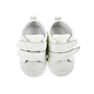 Zapatos bebé de cuero blanco ultraflexibles, vista superior