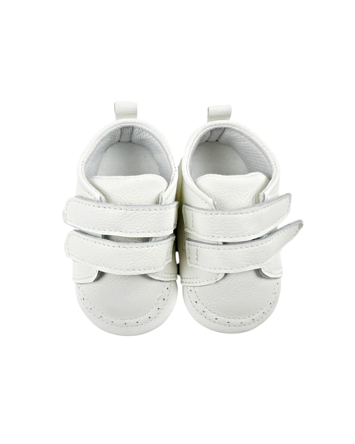 Zapatos bebé de cuero blanco ultraflexibles, vista superior