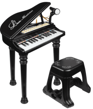 Piano Infantil con Micrófono y Banqueta Negro