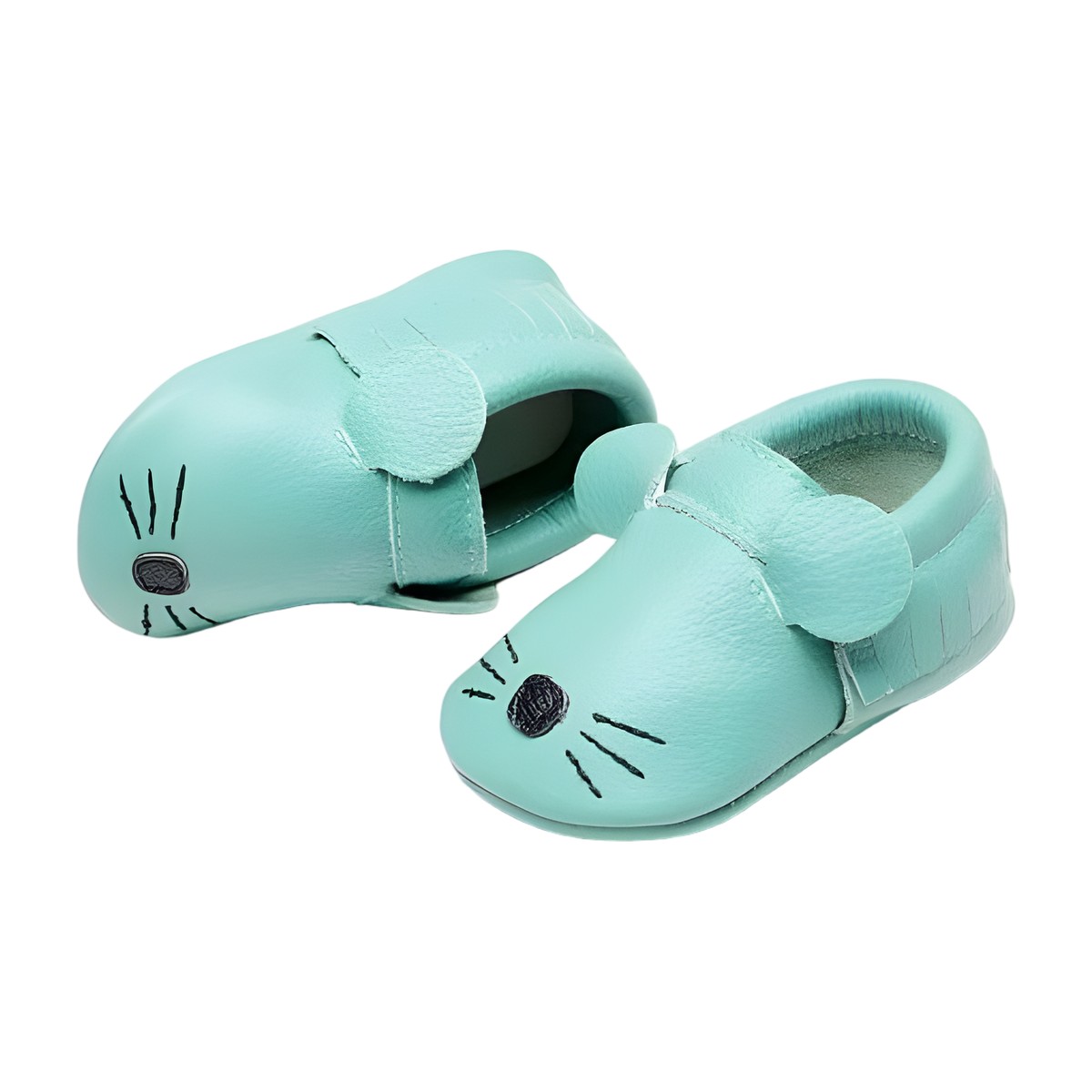 Zapatos Bebé Cuero Verde Suaves Tiny Mouse – vista 3