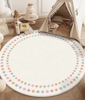 Alfombra Infantil Redonda Lunares Pastel Little Dots