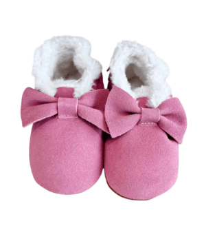 Zapatos Bebés de Gamuza para Bebé con Forro y Lazo