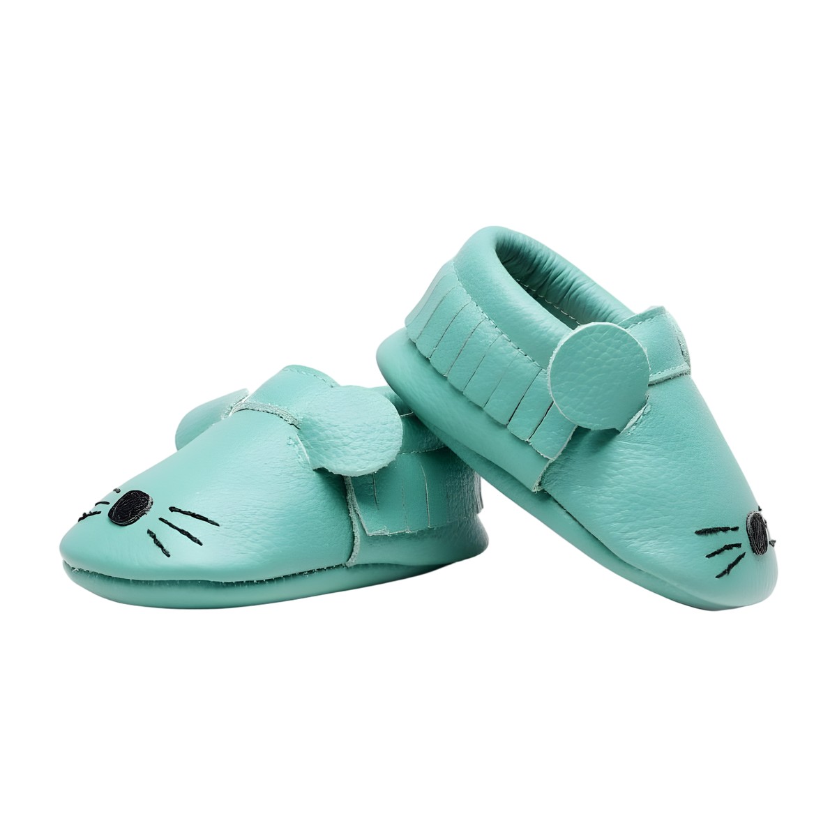 Zapatos Bebé Cuero Verde Suaves Tiny Mouse – vista 2
