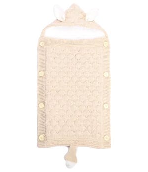 Manta Bebé | Saco Tejido 100% Algodón con Forro Polar Crudo