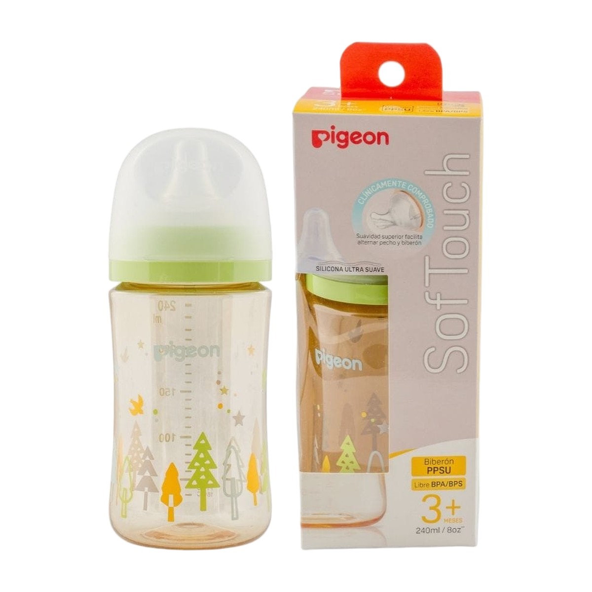 Mamadera Pigeon SofTouch PPSU 240 ml Verde Bosque