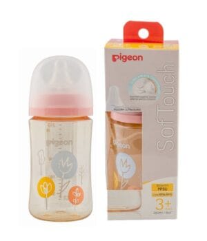 Mamadera Boca Ancha Softouch 240 Ml Ppsu Pigeon Color Rosa Flores