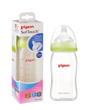 Mamadera de Vidrio Pigeon Anti-cólicos SofTouch™ 240ml