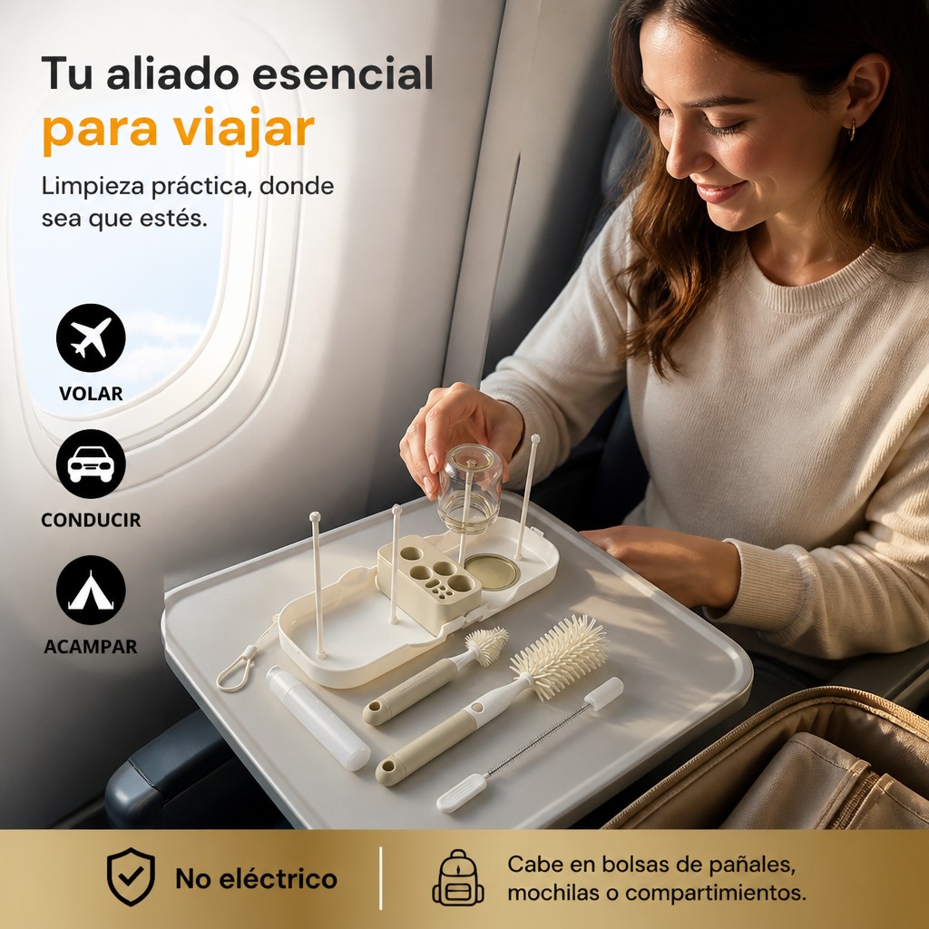 set cepillo limpieza portatil para viaje