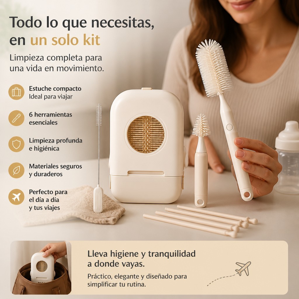 Limpiador de Biberones Portátil 7 en 1 | Estilo de Bebé