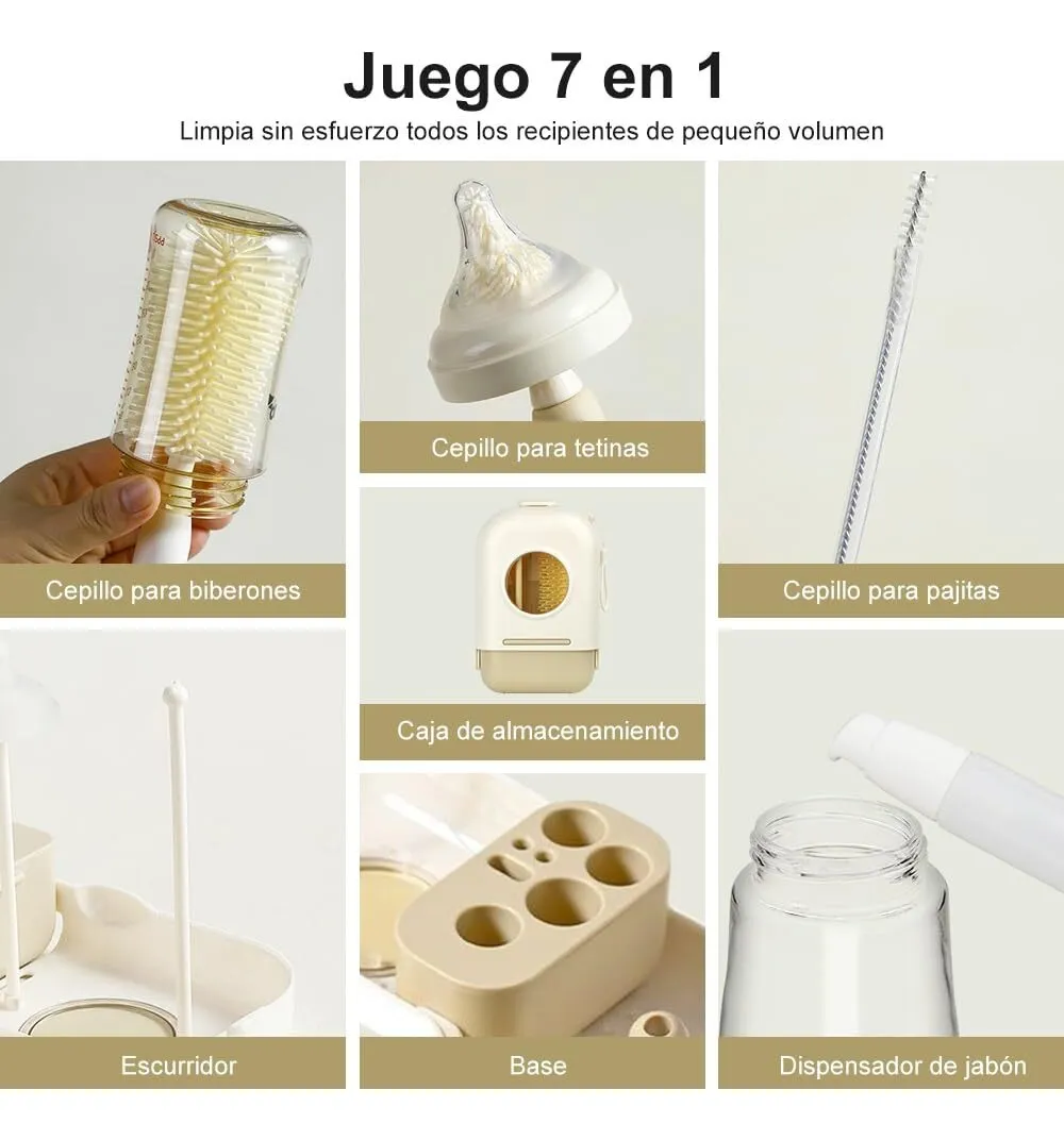 Limpiador de Biberones Portátil 7 en 1 – Set para Mamaderas