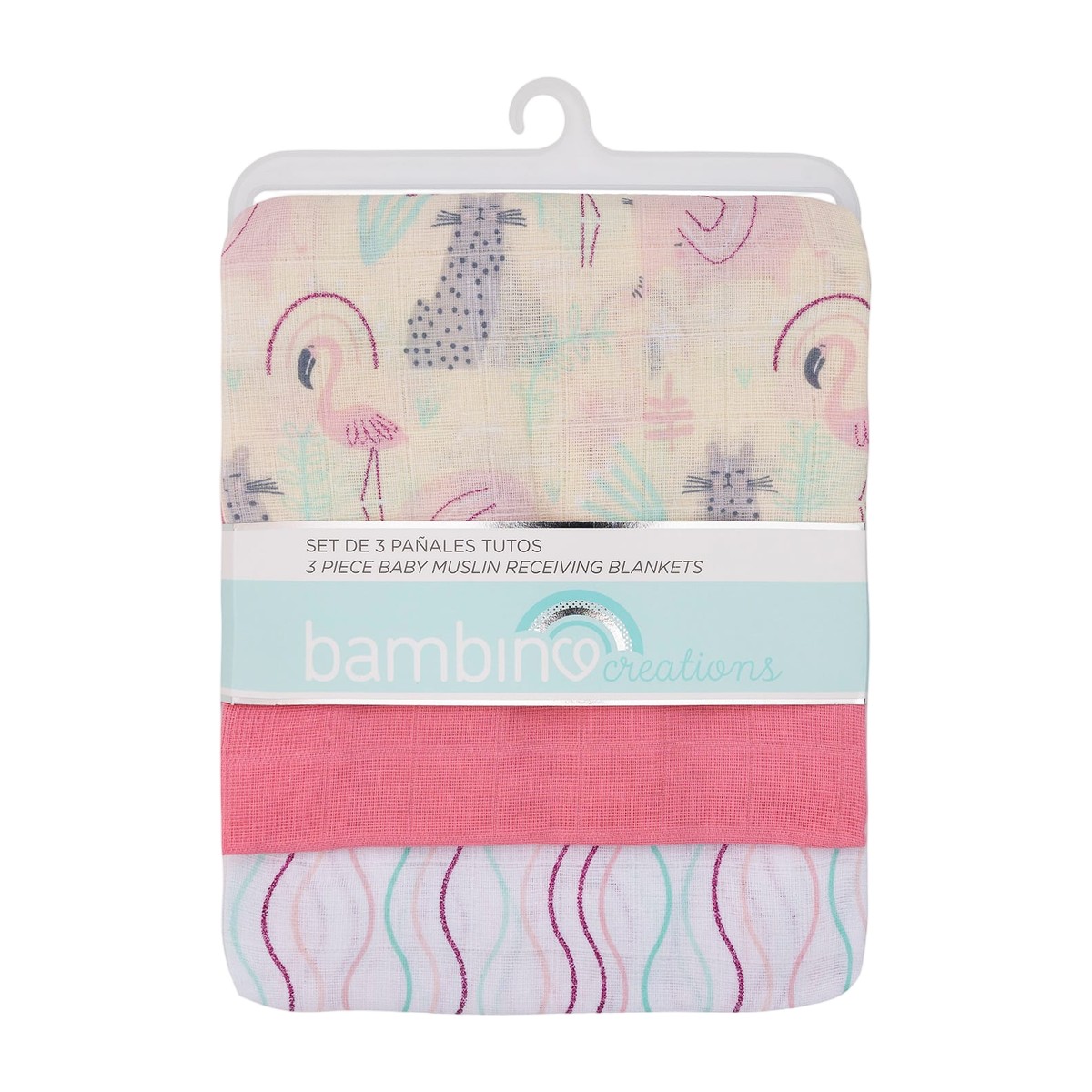 tuto de muselina para bebé 100% algodón set 3 diseños 72x72 Bambino