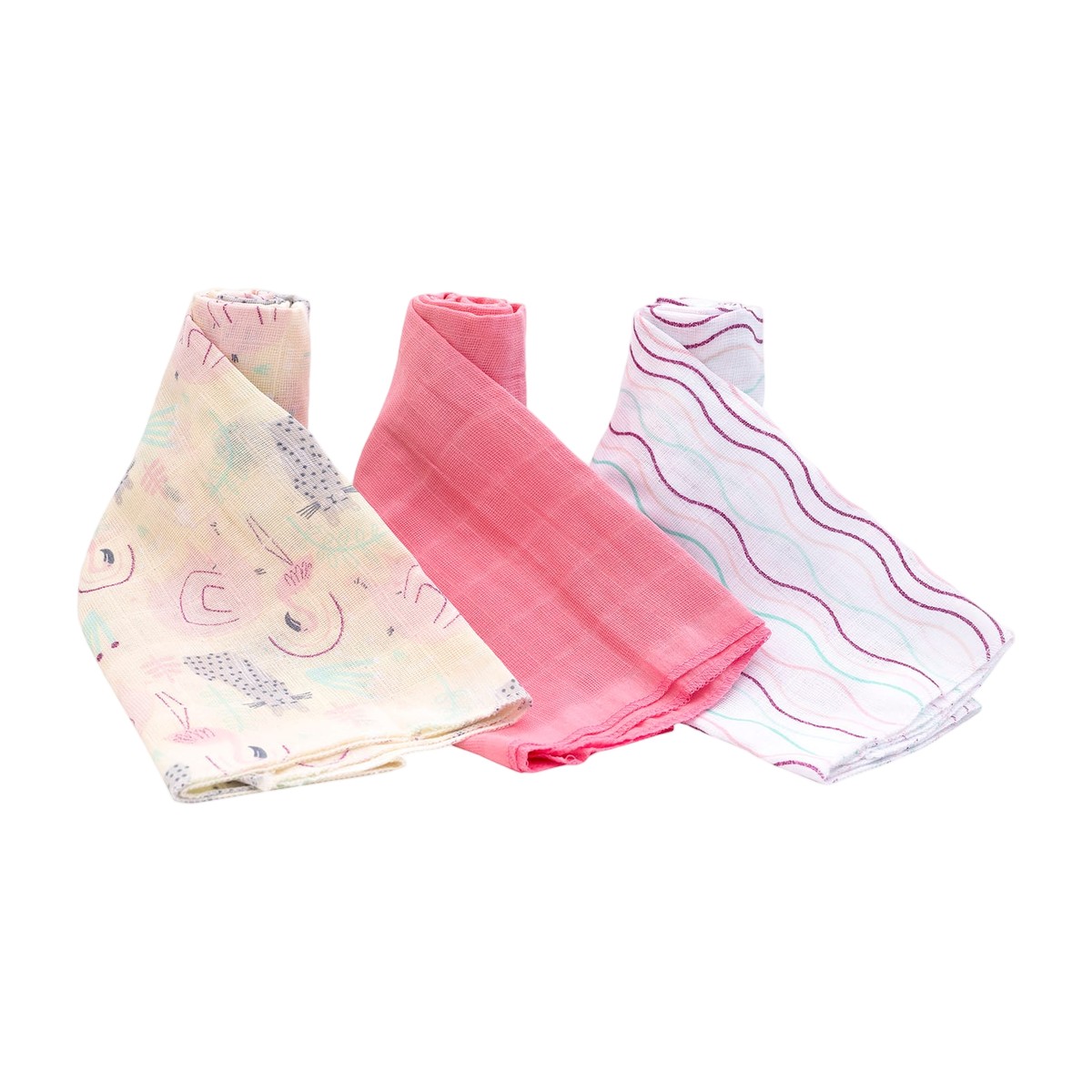 Set de 3 Pañales Tuto Fucsia de Muselina Bambino – vista 2