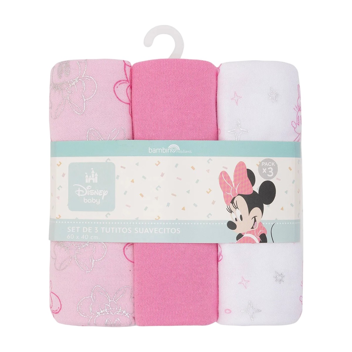 Set 3 Tutos Suaves Minnie Rosado Disney Bambino