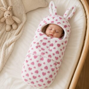 Manta envolvente para bebé con orejitas, suave y abrigadora, ideal de 0 a 6 meses. Diseño SensiBlue exclusivo