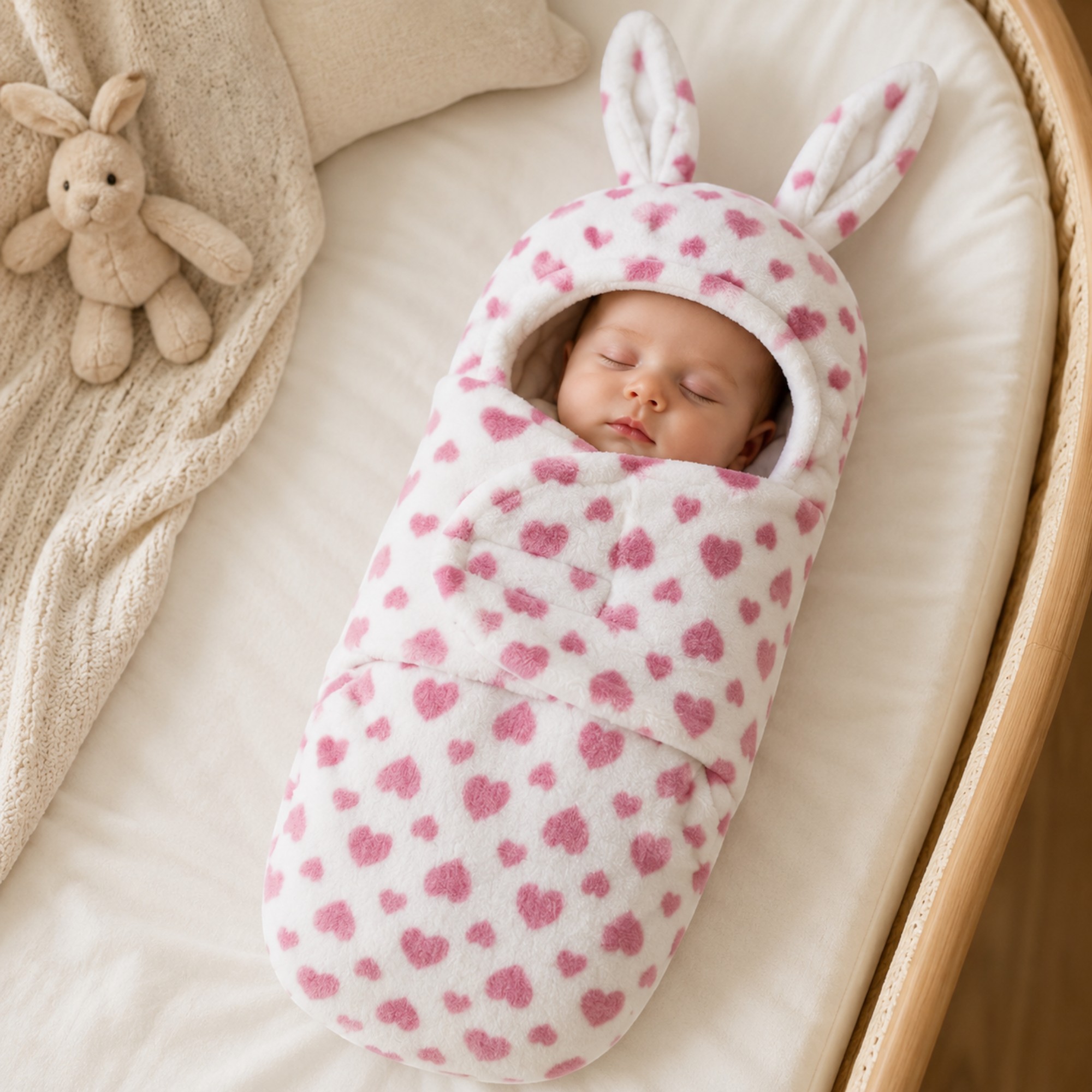 Manta envolvente para bebé con orejitas, suave y abrigadora, ideal de 0 a 6 meses. Diseño SensiBlue exclusivo