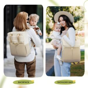 Bolso maternal 2 en 1 beige, mochila y bandolera