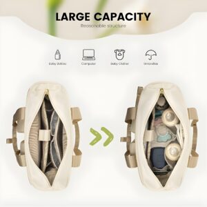 Gran capacidad del bolso maternal beige: mamaderas, ropa y pañales organizados