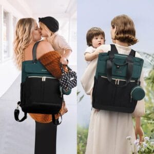 Detalle cierres dorados bolso maternal elegante y funcional