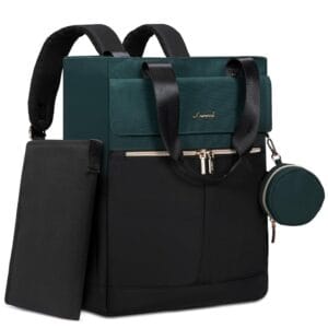 Bolso maternal 2 en 1 verde y negro, mochila y bandolera