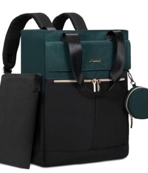 Bolso maternal 2 en 1 verde y negro, mochila y bandolera