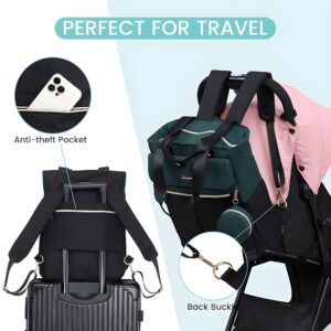 Bolso maternal 2 en 1 verde y negro, perfecto para viajar