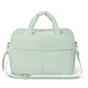 Bolso maternal impermeable 24 L verde menta, vista frontal completa