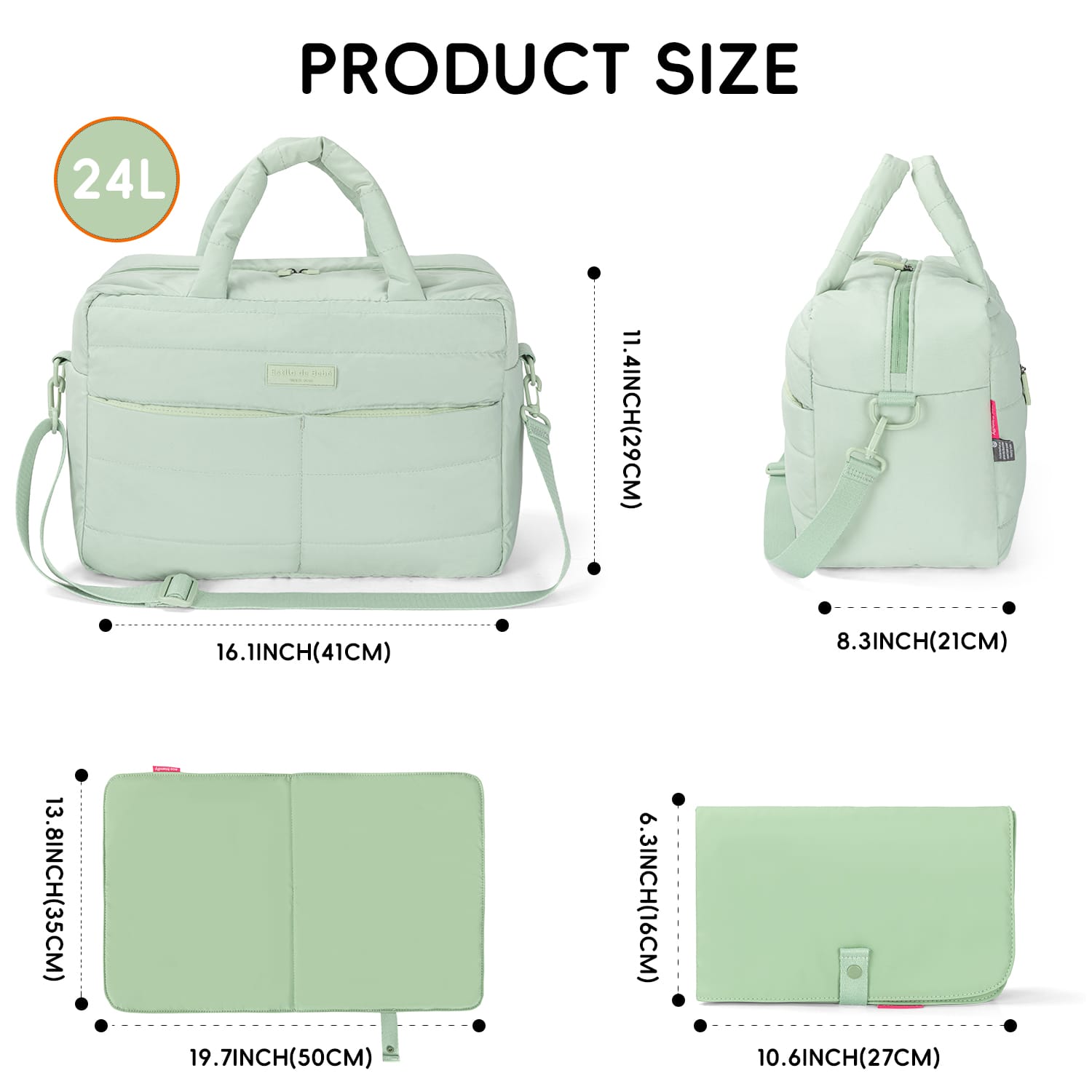Bolso maternal impermeable 24 L y sus dimensiones