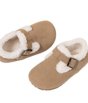 Zapatos infantiles Beige con chiporro interior y suela flexible para invierno