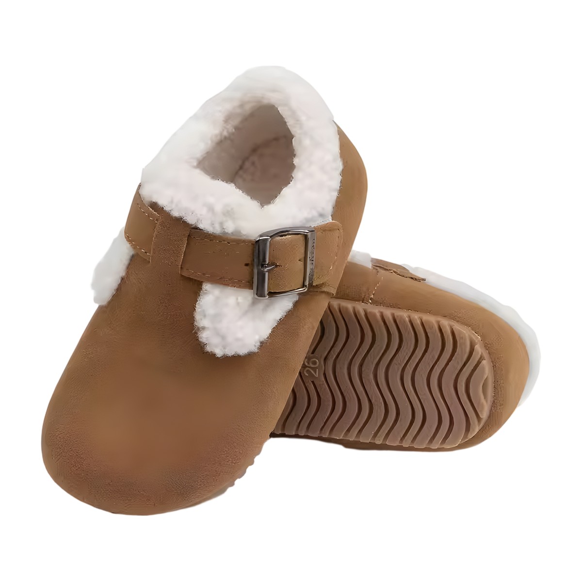 Zapatos infantiles camel con chiporro interior y suela flexible para invierno