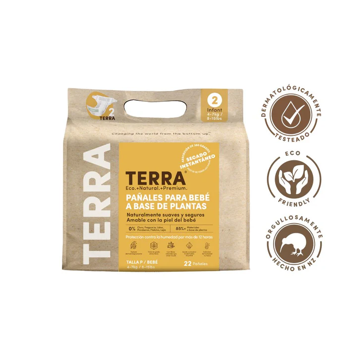 Características de los pañales ecológicos Terra con certificaciones Dermatest, FSC y SGS