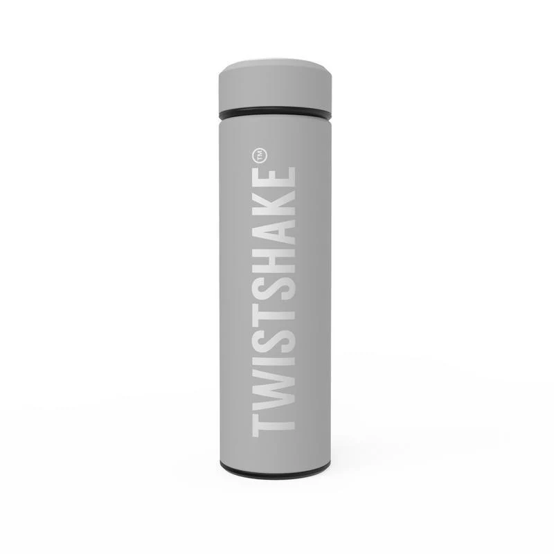 Termo gris Twistshake 420 ml con revestimiento de silicona