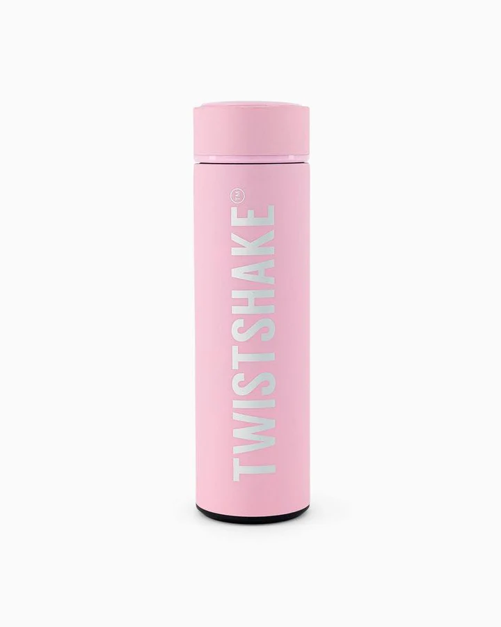 Termo Twistshake rosa 420 ml de acero inoxidable con silicona suave