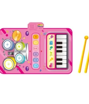Alfombra Musical Infantil 2 en 1 | Piano y Batería Didáctica Rosado